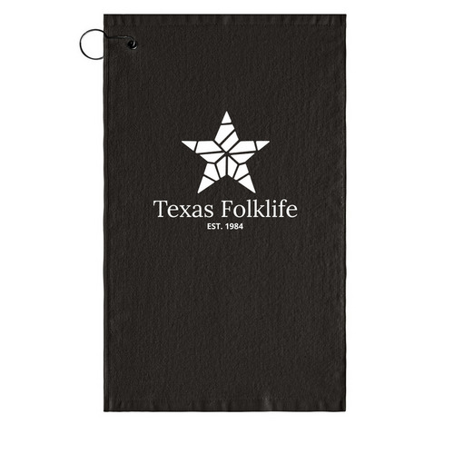 Texas Folklife Golf Towel, a Black Golf Towel