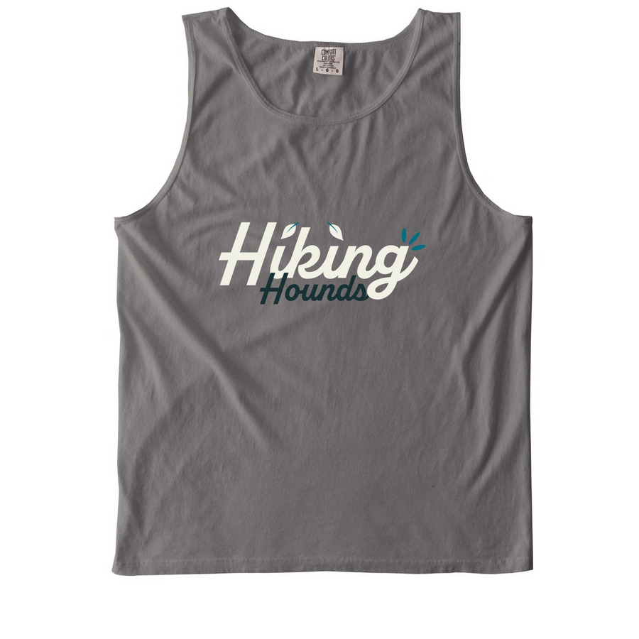 Hiking Hounds, a Grey Comfort Colors Tank Top