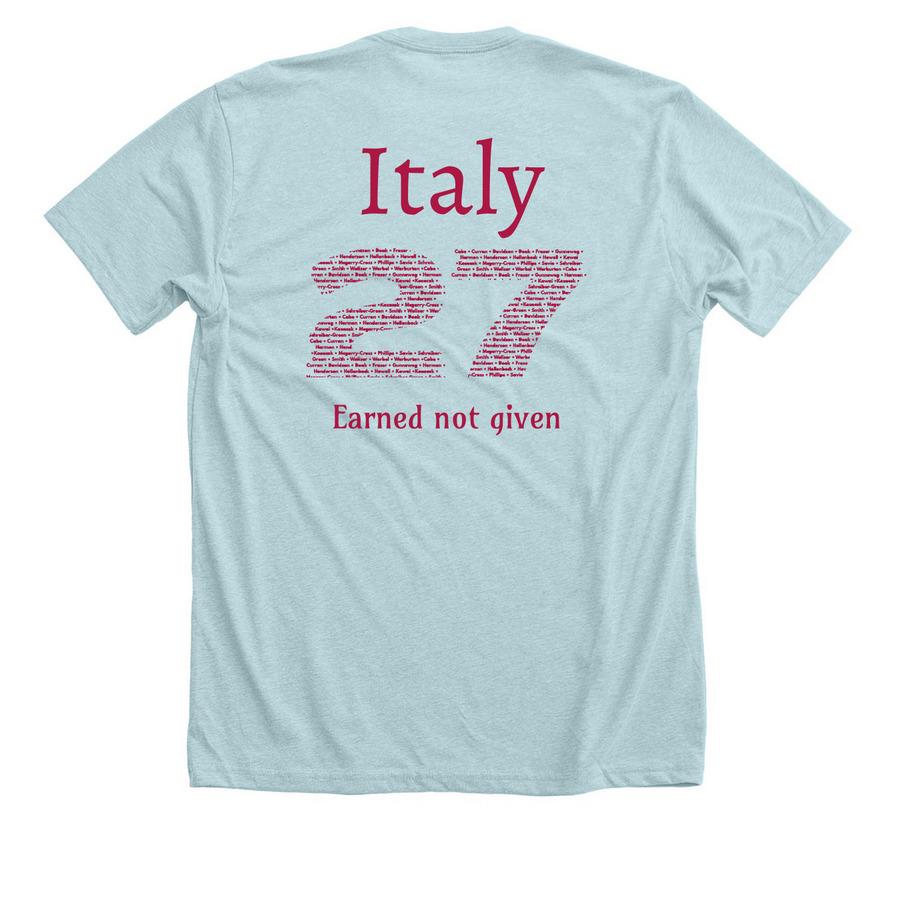BISON PLAYER NAMES SHIRT 2027, a Heather Ice Blue Premium Unisex Tee (back-view)