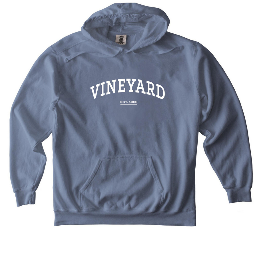 Vineyard Vintage Tee, a Blue Jean Comfort Colors Pullover Hoodie