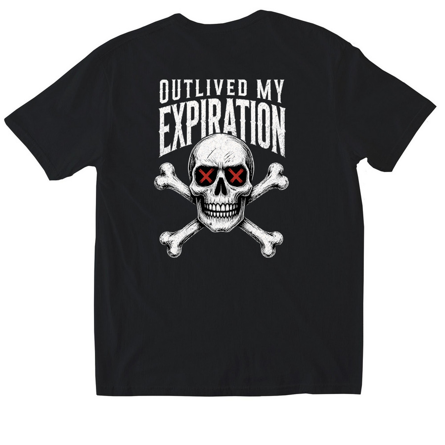 Outlived My Expiration, a Black Softstyle Cotton Tee (back-view)