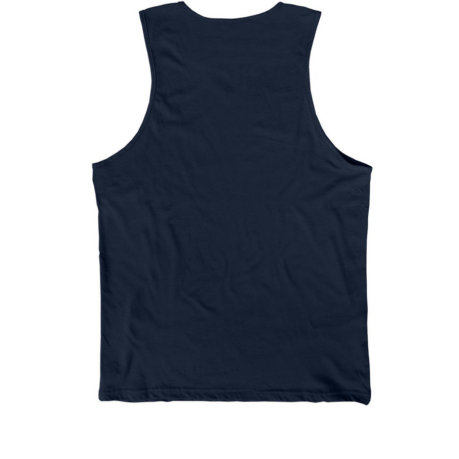 Terrifying Wall Street Logo Tank, Dark, a Navy Premium Cotton Tank (back-view)