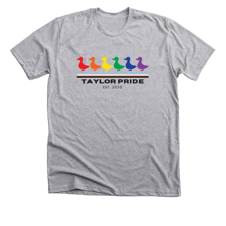 Taylor PRIDE Logo Apparel, a Athletic Heather Premium Unisex Tee