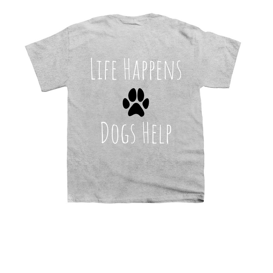 Life Happens Tee, a Sport Grey Youth Unisex Tee (back-view)