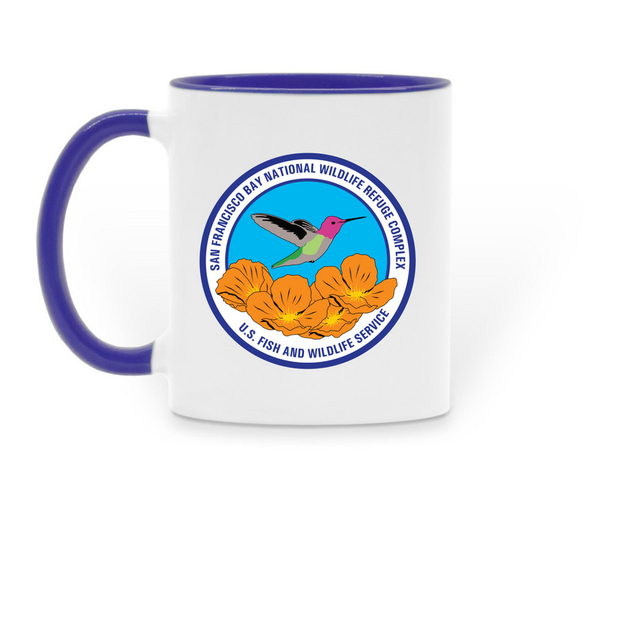 San Francisco Bay NWR Complex Mug, a Dark Blue Two-Tone Ceramic Mug (back-view)