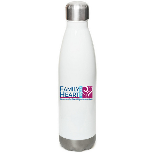 Family Heart Water Bottle, a White Stainless Steel Water Bottle