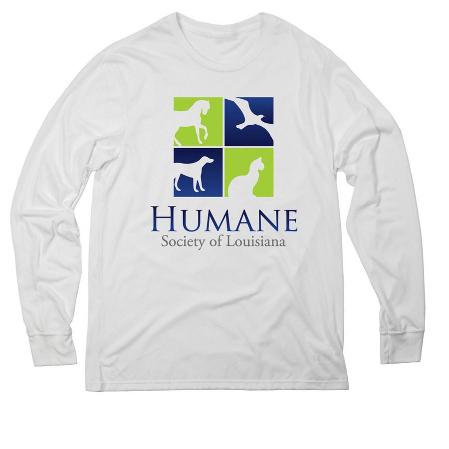 Humane Society of Louisiana Logo Tees&nbsp;, a Bright White Allmade Eco Triblend Long Sleeve Tee