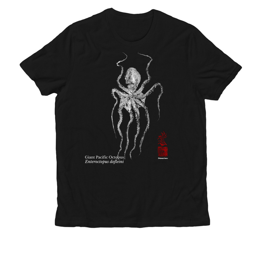Giant Pacific Octopus gyotaku tanks and shirts&nbsp;, a Deep Black Allmade Organic Cotton Unisex Tee