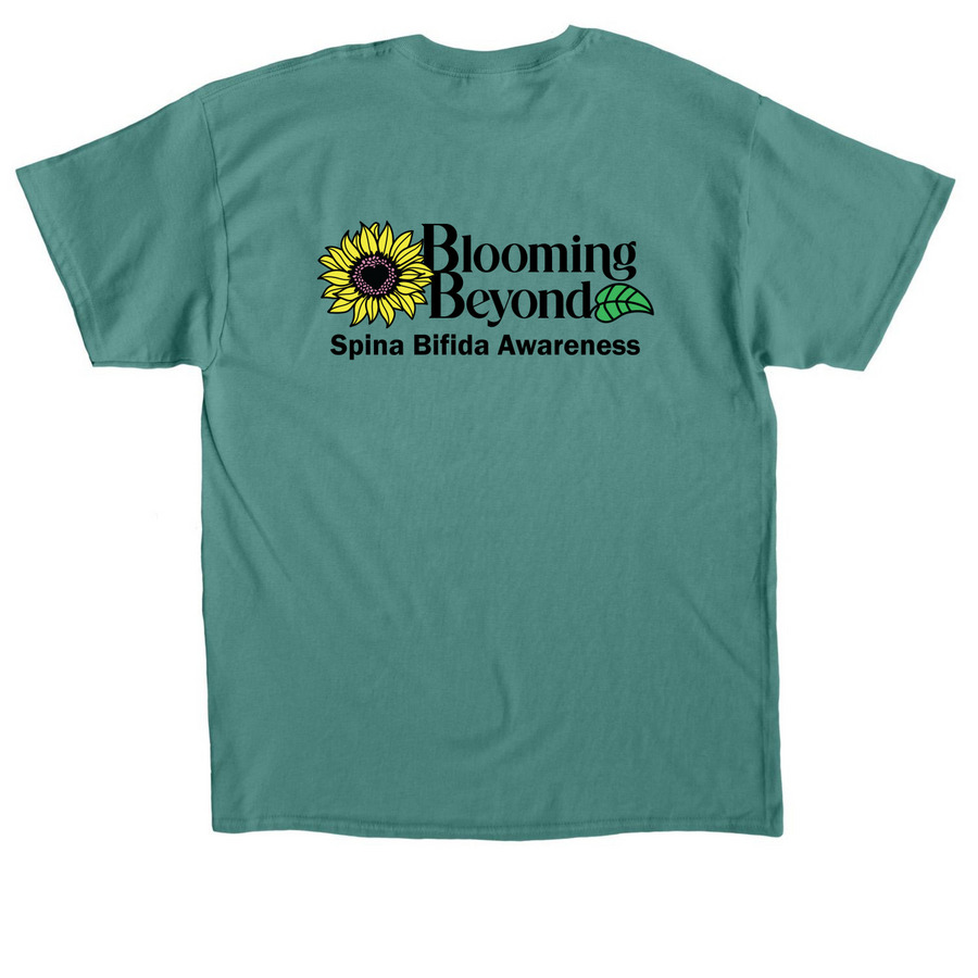 Spina Bifida - Blooming Beyond (Adult) invert, a Jade Dome Classic Unisex Tee (back-view)