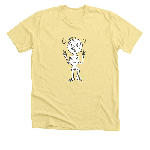Googly Clothes mascot, a Heather Yellow Gold Premium Unisex Tee