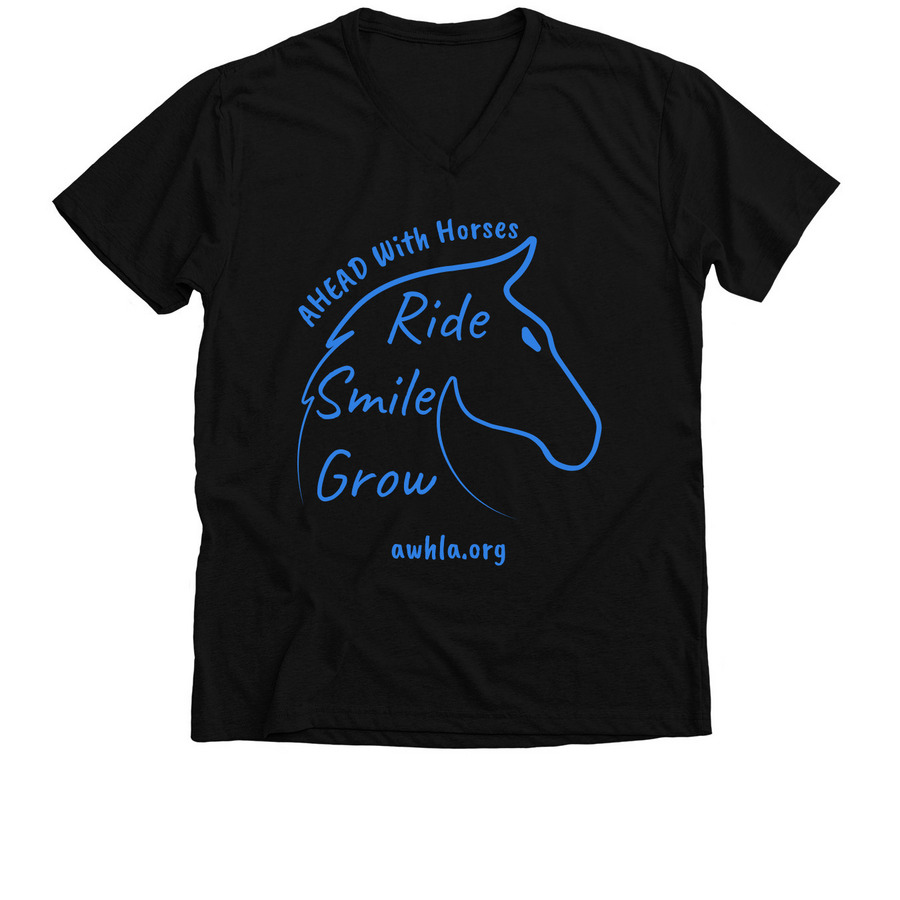 AHEAD With Horses Motto Tee, a Solid Black Blend Premium V-Neck Tee
