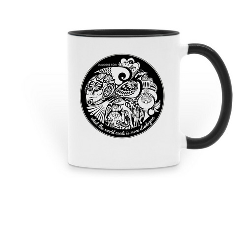 Dialogue 60th "what the world needs" mug, a Black Two-Tone Ceramic Mug