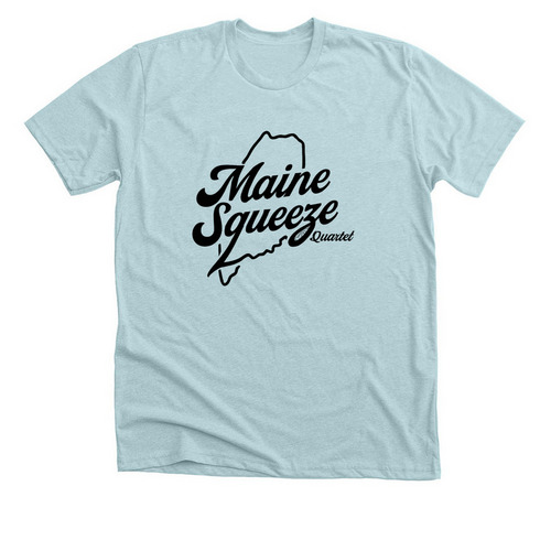 Maine Squeeze Black Original Logo, a Heather Ice Blue Premium Unisex Tee