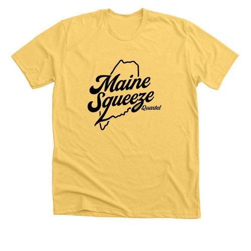 Maine Squeeze Black Logo, a Heather Yellow Gold Premium Unisex Tee