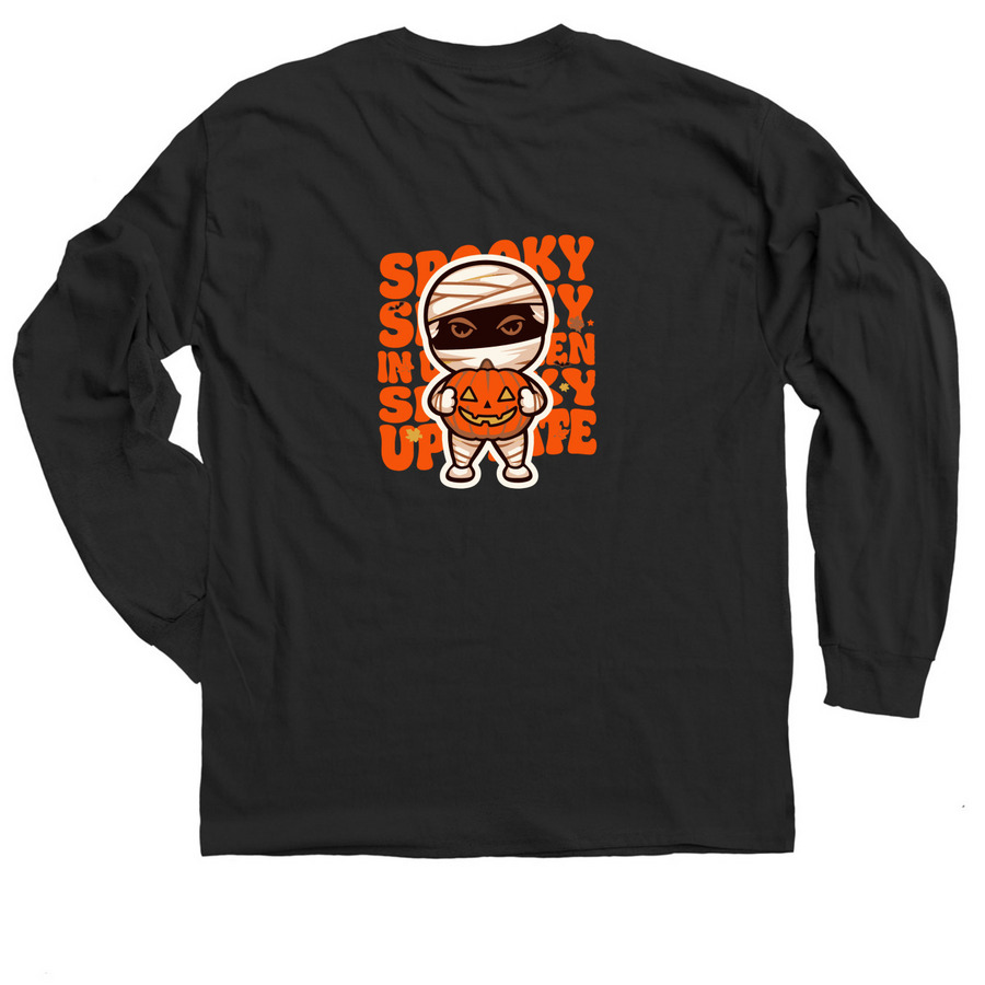 Spooky in Upstate, a Black Classic Long Sleeve Tee (back-view)