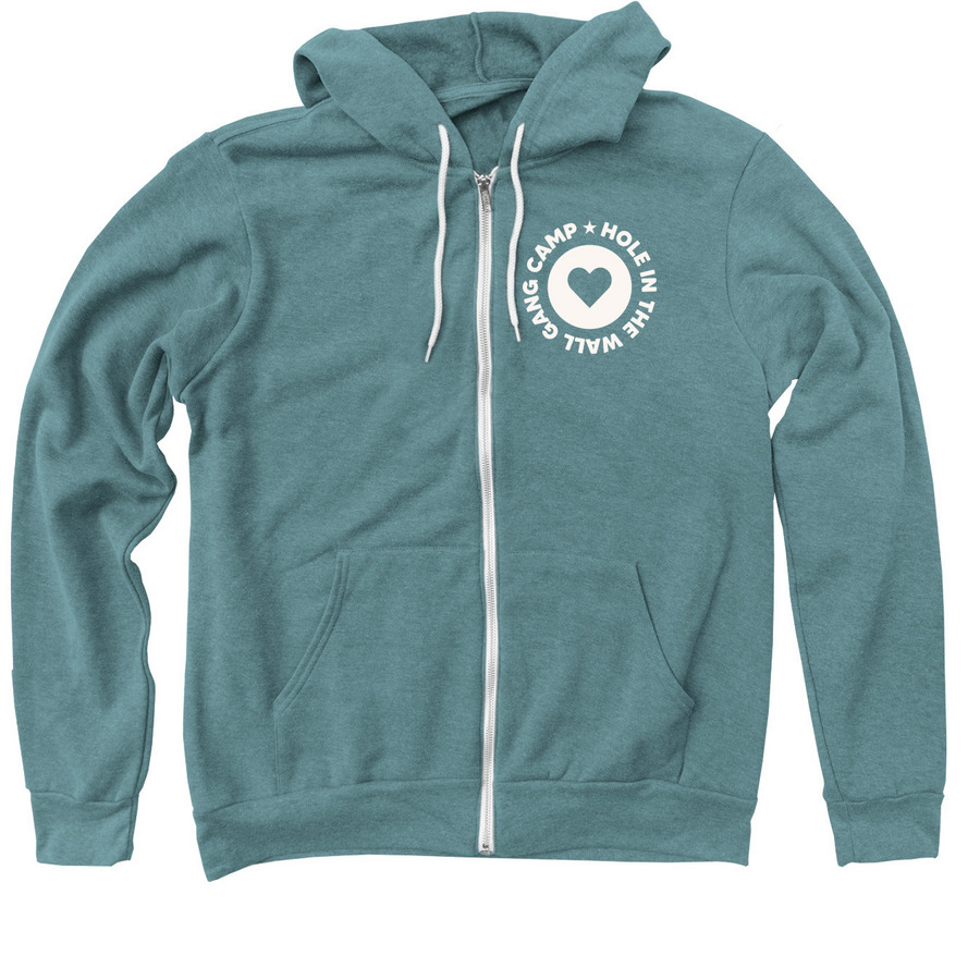 Hole Lotta Heart - Zip Up, a Heather Deep Teal Zip Up Hoodie