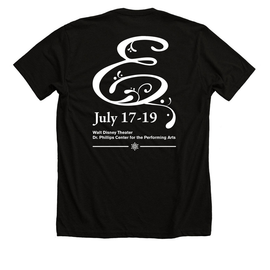 Disney's Frozen - Filigree - White Font, a Solid Black Blend Premium Unisex Tee (back-view)