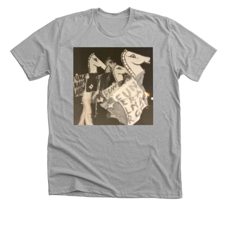 Funeral March Horse Puppets from 1st parade, a Athletic Heather Premium Unisex Tee