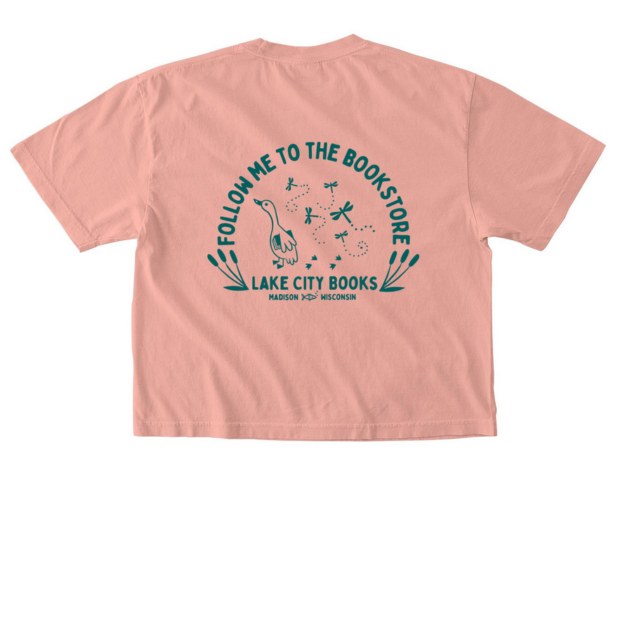 Follow Me To the Bookstore, a Peachy Comfort Colors Boxy Tee (back-view)