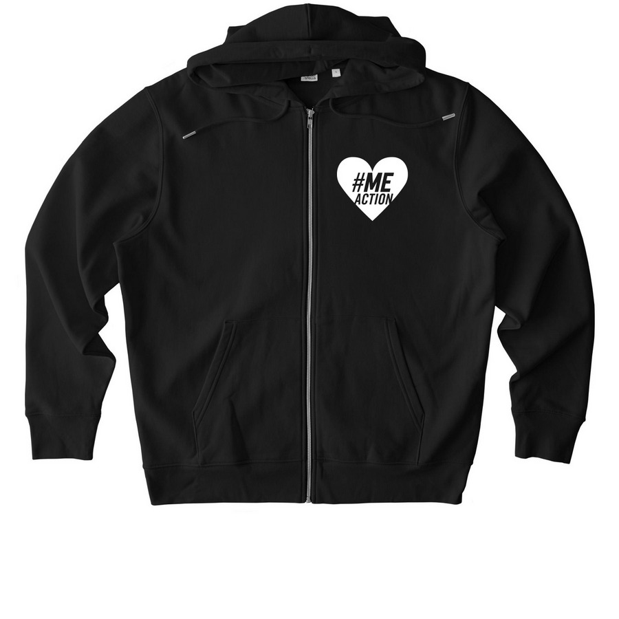 #MEAction Heart Logo Zip-up Hoodie, a Black Stanley/Stella Unisex Cultivator 2.0 Zip Up Pullover Hoodie