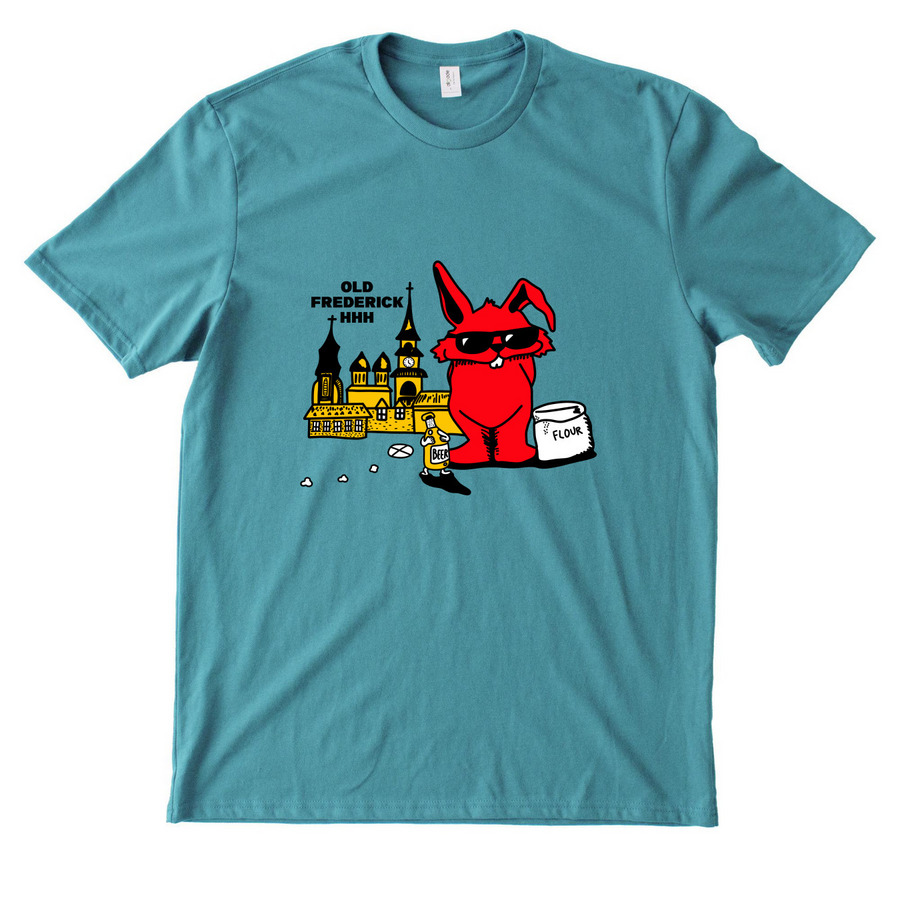 OFH3 Logo On Front, a Oceanic Teal Allmade Heavyweight Recycled Cotton Tee