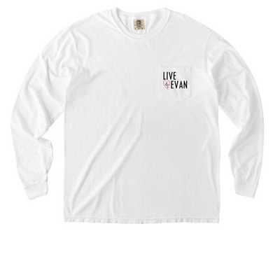 Live4Evan Heart Warrior Shirts, a White Comfort Colors Long Sleeve Pocket Tee