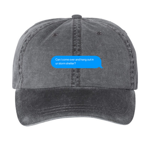 Tornado Texts - Hats, a Black Printed Pigment Dye Baseball Cap