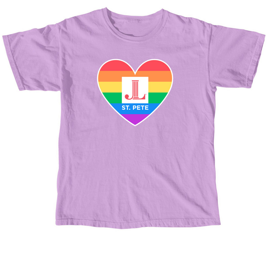 JLSP Rainbow Pride Tee (2-Sided Print), a Neon Violet Comfort Colors Unisex Tee